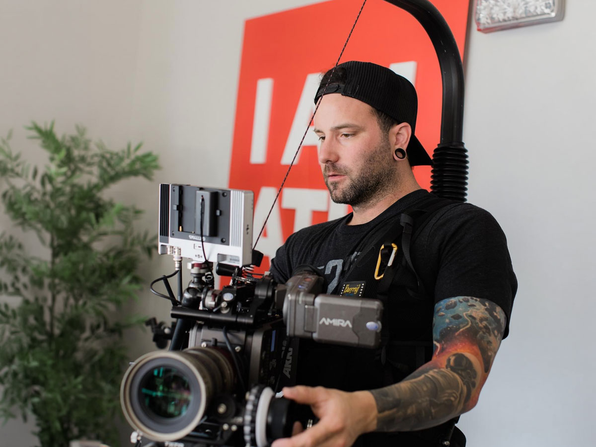 Chris, founder of Story First, on set during a law firm video production